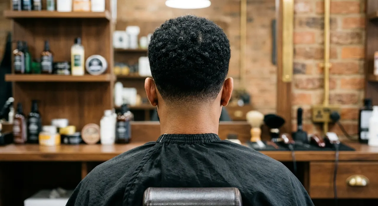 Professional Barber Style haircut, rear view - a sharp precision cut with a crisp razor-finished neckline and clean outline. Inspiration at BARBER O1NE.