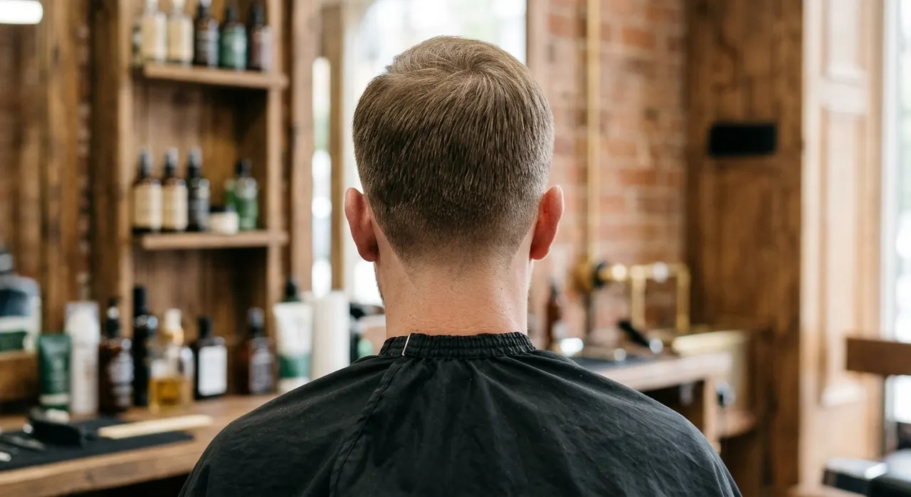 Low Taper haircut, rear view - a subtle low taper kept tight only at the very bottom of the nape and behind the ears. Inspiration at BARBER O1NE.